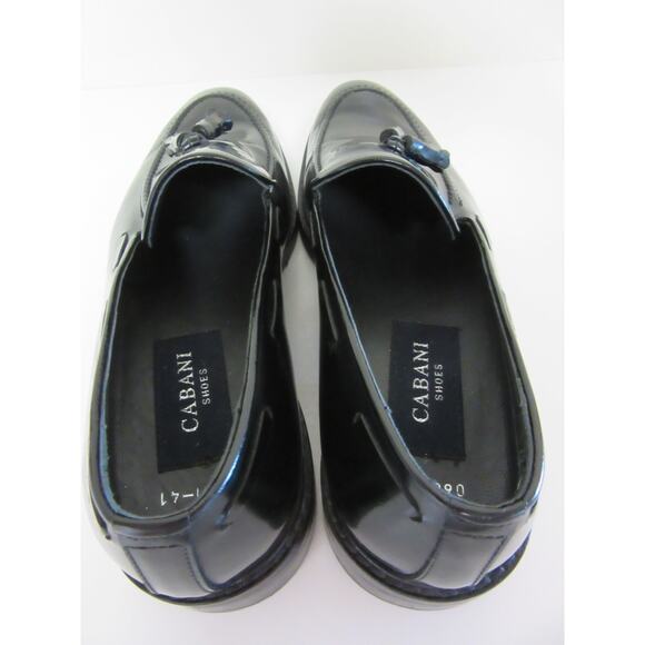 CABANI Black Patent Leather 41 (US 8) Tassels Slip On Men\'s Dress Loafers